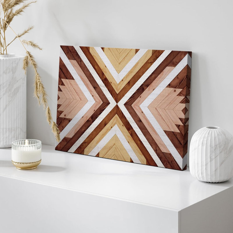 Impression sur toile, motif de bois brun naturel, H 12 po x l 18 po x P 1,5 po, Toile tendue