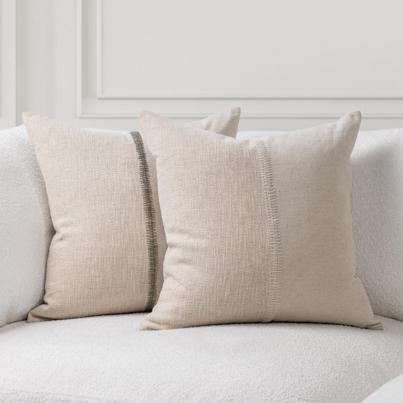 Nisha Linen Blend Throw Pillow, Natural/Ivory