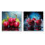 «Cherry Eclipse I», ensemble d'art mural sur toile cerise-102587331-102587332