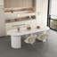 Table de salle à manger extensible et pliable en MDF blanc, table extensible multifonctionnelle pour les espaces repas et de réunion