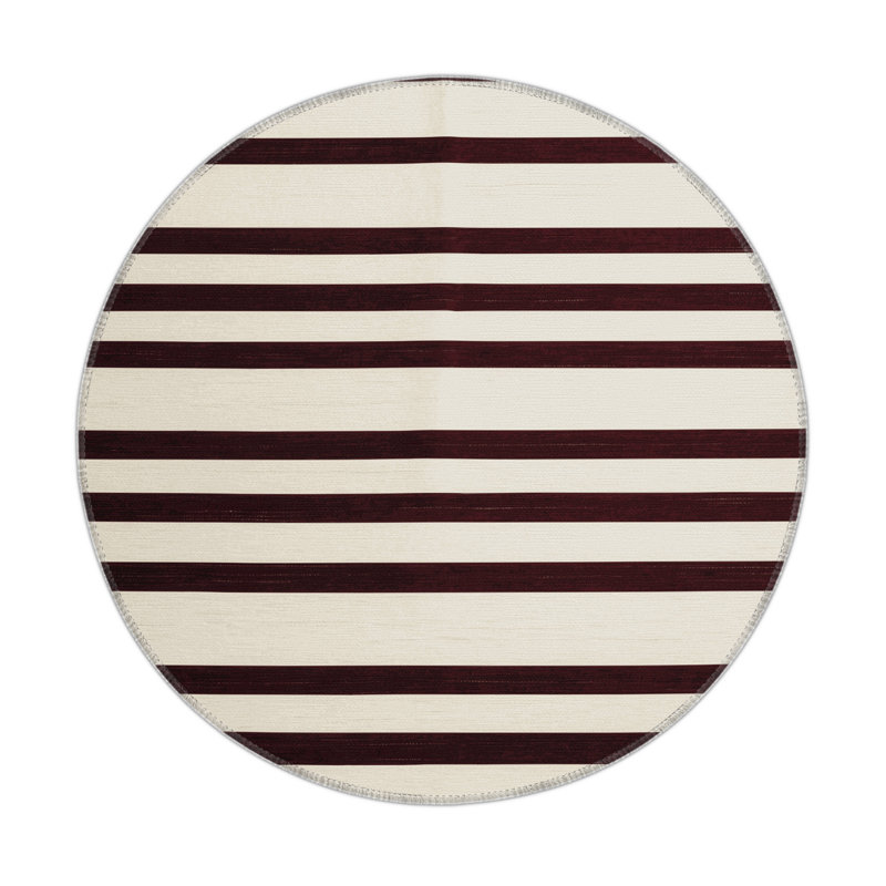 HorizontalStripes Beige Indoor and Outdoor Area Rug, Rectangle 5' x 7'