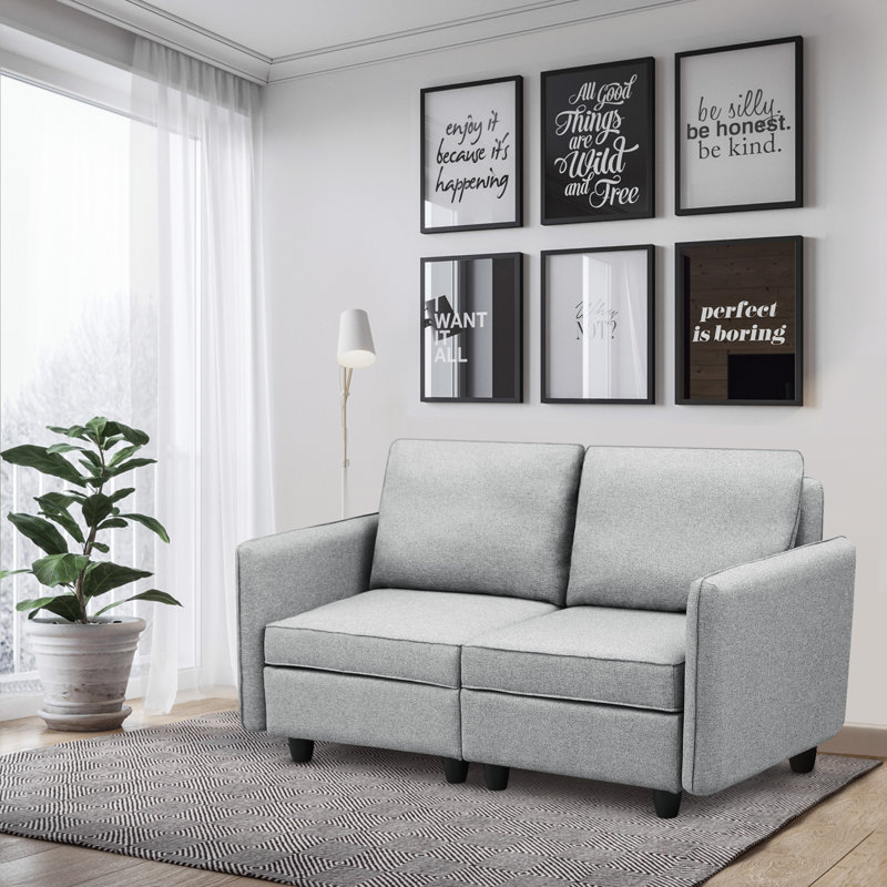 Causeuse modulaire à accoudoirs arrondis 64 po, Gris clair