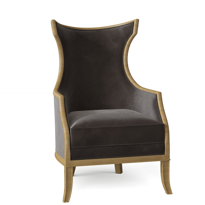 Marcel 27.25" W Wingback Chair, Hazelnut, 2033 Moss