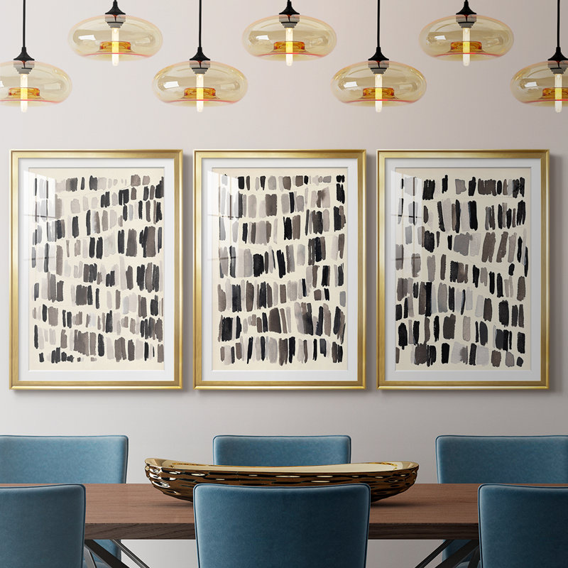 Craie et silex I - Impression encadrée sur mesure de qualité supérieure - 3 pièces, H 30 po x l 63 po
