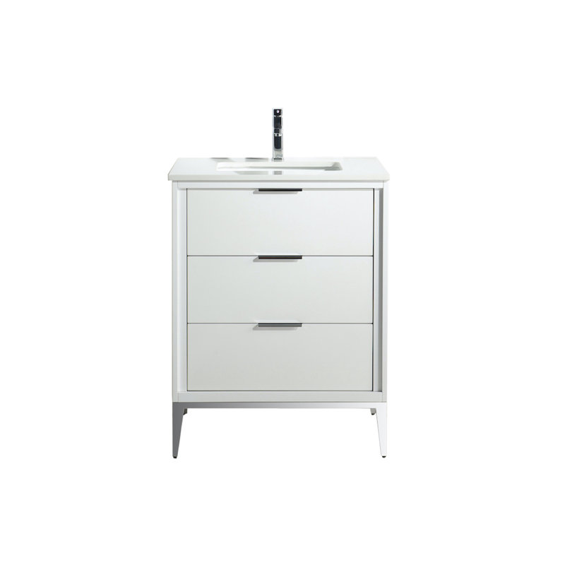 Brooksby Single Bathroom Vanity Set, White, 24"