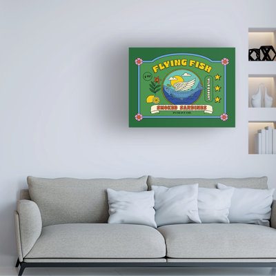 Toile tendue - art mural Victoria Barnes «Salty Seas Tinned Fish II» pour le salon, la chambre à coucher ou le bureau - 18 x 24