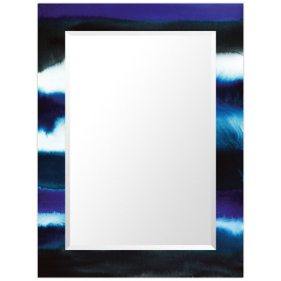 "Run Off"Rectangular Beveled Mirror on Free Floating Reverse Printed Tempered Art Glass