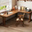 Bureau en bois massif en forme de L brun noisette-43168098-43168413