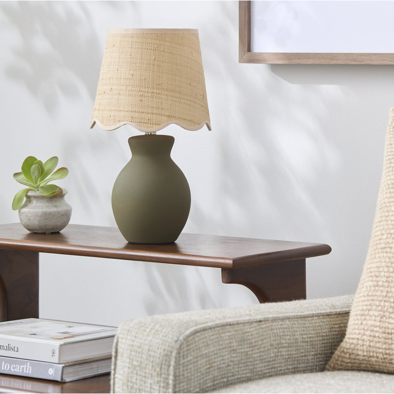 Lampe de table Momsen, Vert, Naturel, H 15 po x l 8 po x P 8 po