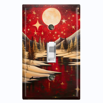 Couvercle de plaque d'interrupteur en métal; Bascule de taille standard US 1 - Red Winter River