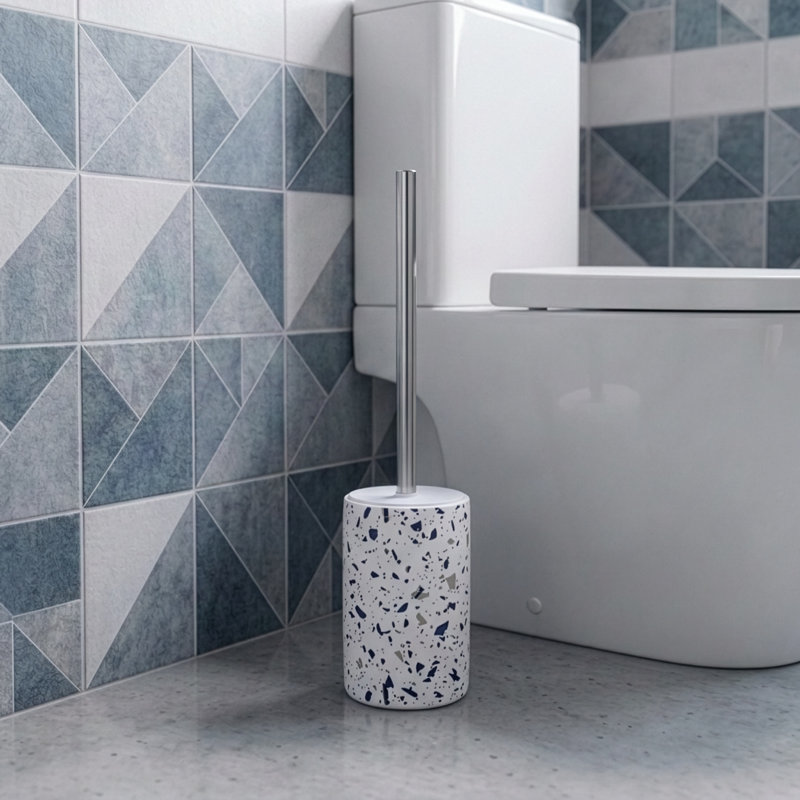 Blue Terrazzo Toilet Brush and Holder
