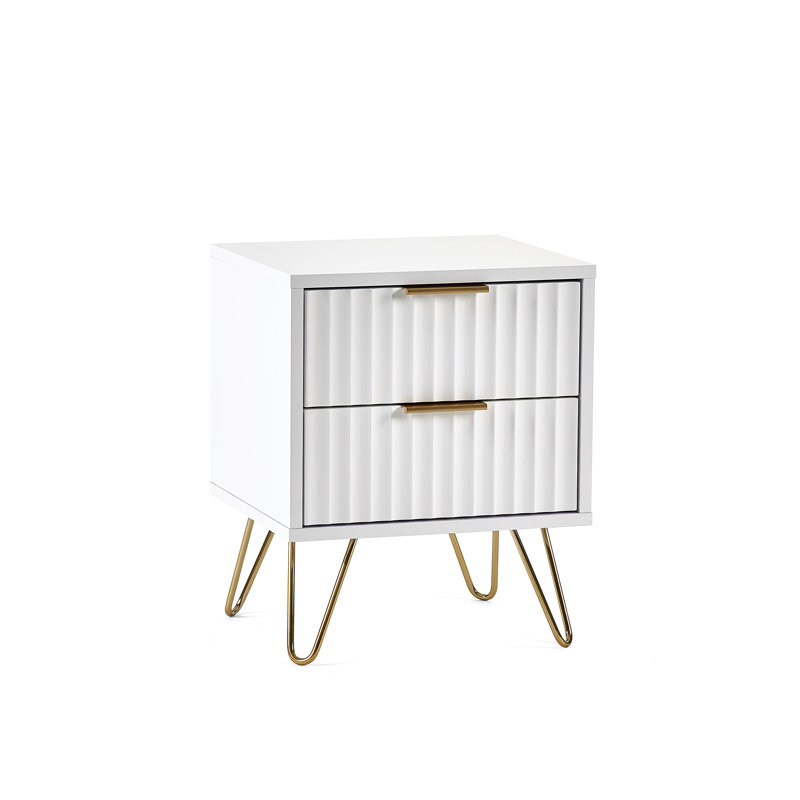 Brasstown 45cm W Manufactured Wood Bedside Table, White