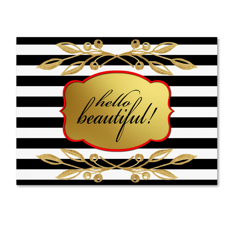 «Gold Hello Beautiful» par LightBoxJournal, reproduction d'art textuel sur toile, H 35 po x l 47 po x P 2 po