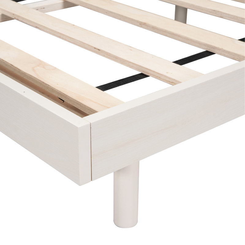 Sophisticated Floating Platform Bed Frame With Stylish Design For Relaxed Sleep, Full, White Washed