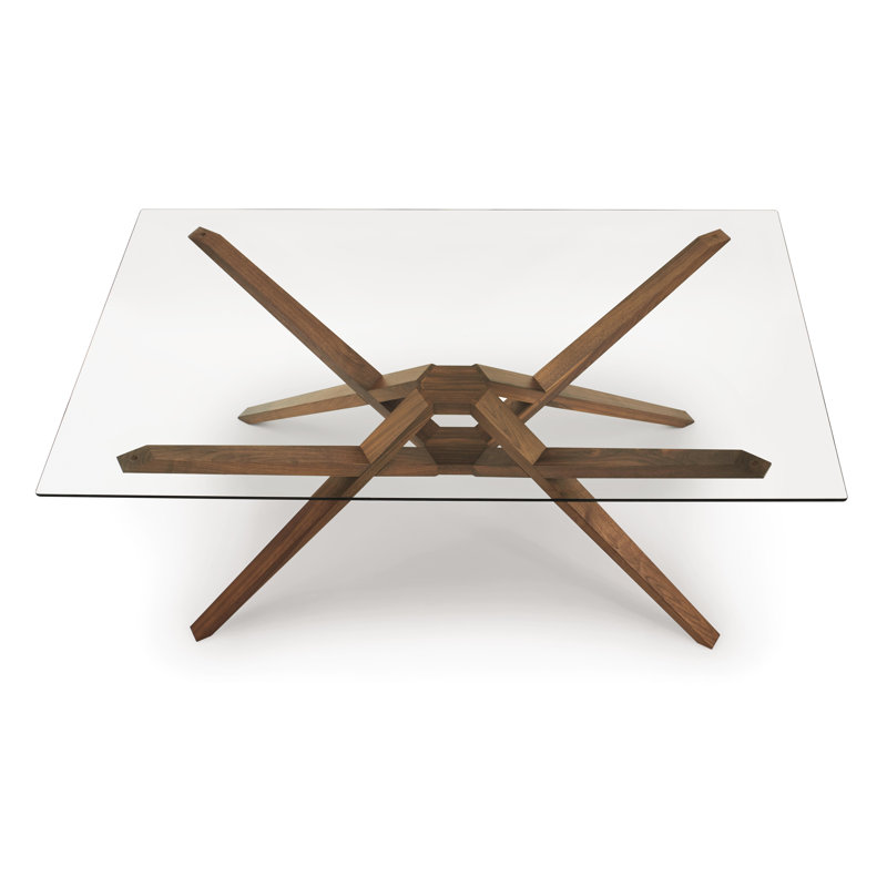 Exeter Glass Top Table, 84" W x 48" D, Natural Walnut