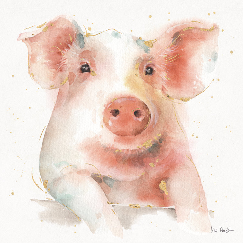 «Farm Friends III» par Lisa Audit - peinture sur toile tendue, H 12 po x l 12 po