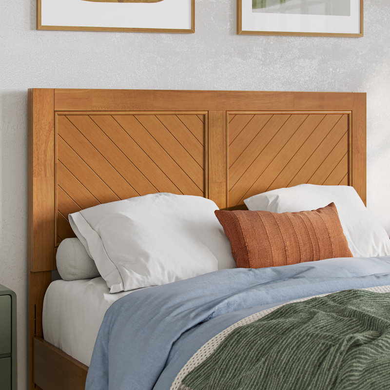 Lit plateforme en bois massif Jeinny, Caramel clair, Double