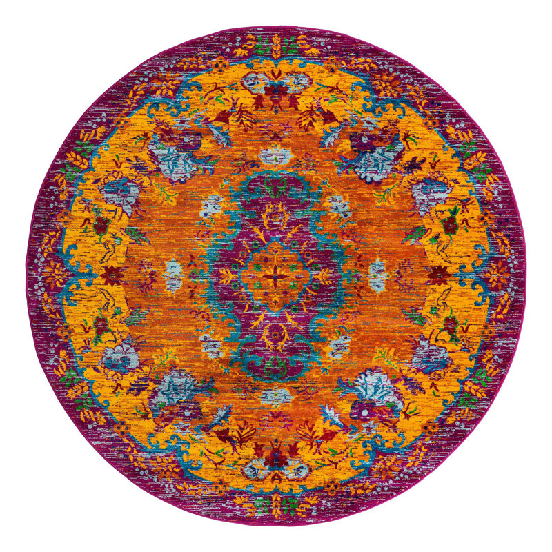 Tapis orange Calypso Orange_Unique Loom, Rond 7 pi 10 po