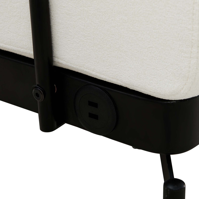 Canapé moderne 59 po 2 places avec ports USB, accoudoirs cylindriques, Beige