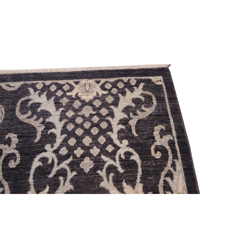 Hand-Knotted High-Quality Dark Gray Area Rug