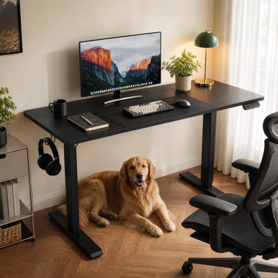 Bureau pour travailler debout électrique, table d'ordinateur à hauteur ajustable avec réglages de mémoire, bureau en bois blanc de 155 lb pour le bureau à domicile et les jeux, 27,56 po x 55,1 po, noir