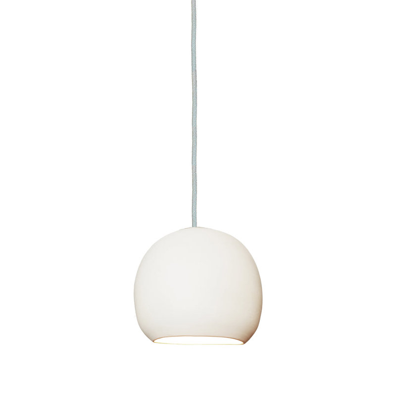 Mini luminaire suspendu dôme en porcelaine blanche matte - cordon en tissu blanc