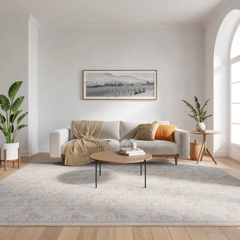 Tapis d'intérieur multicolore beige Nourison Botanical Washables 7 pi 6 po x 9 pi 10 po, Rectangle 7 pi 6 po x 9 pi 10 po