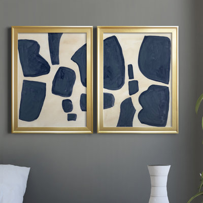 "Blue P pièces I", ensemble de 2 reproductions d'art encadrées