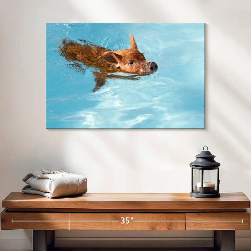 Brampt Swimming Red Piglet, 16" H x 24" W