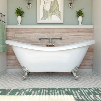 69" x 29" Freestanding Soaking Acrylic Bathtub