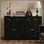 Buffet de rangement de cuisine avec portes de style grange, armoire à tiroirs