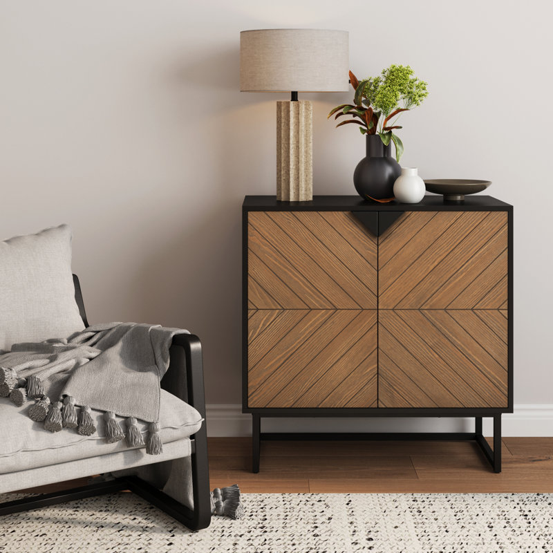 Yelton Steel 2 - Door Accent Cabinet, Brown/Black