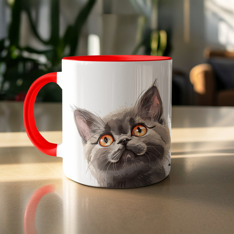 Ceramic Coffee Mug, Red, 3