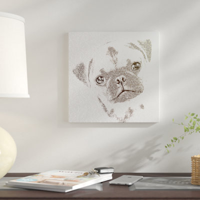 «The Intellectual Pug» par Paula Belle Flores, reproduction d'art graphique sur toile