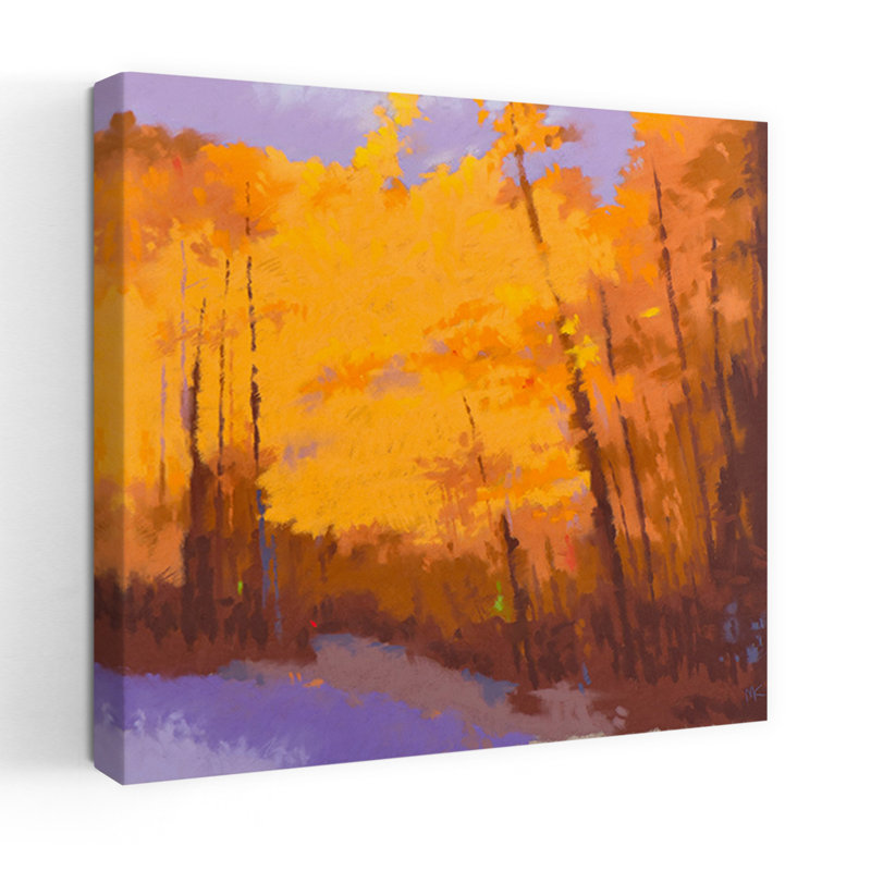 Art abstrait orange sur le bord, orange, H 18 po x l 18 po