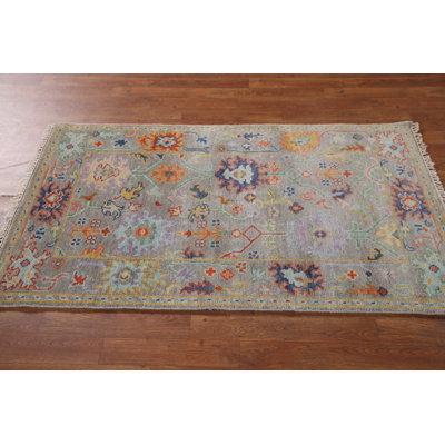 Gray Floral Oushak Oriental Rug 3x5