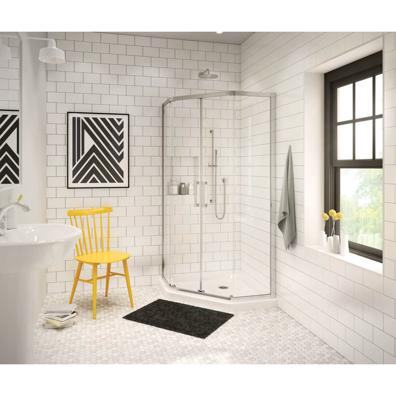 Neo-Angle Base 36 3 in. 36 x 36 Acrylic Corner Left or Right Shower Base with Corner Drain in White