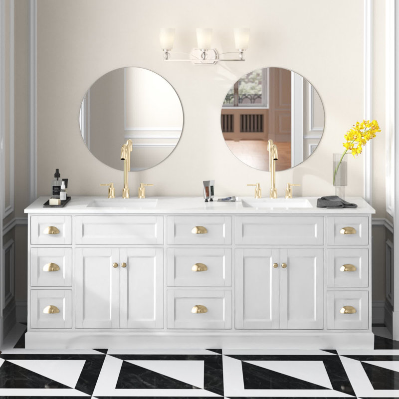 Ensemble de meuble-lavabo simple 24 po Alberthe, Nickel brossé, Blanc
