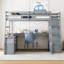 Lit mezzanine double avec 7 tiroirs, 2 tablettes et bureau - Gris-1461603885