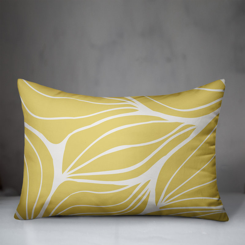 Indoor / Outdoor Floral Pillow Cover and Insert, Yellow