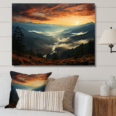 «USA Great Smoky Mountains In Sunset - USA», reproduction sur toile encadrée