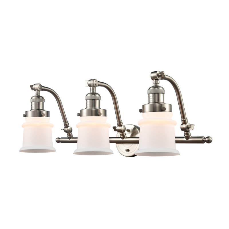 Alexandira 3 - Light Dimmable Vanity Light, Matte White Cased, 6 Watt Vinage LED Bulb, Brushed Satin Nickel