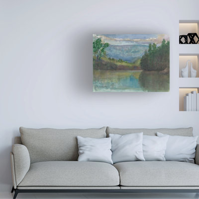 Wrapped Canvas Wall Art - Stephen Calcasola  'Nashawannuck Pond Easthampton MA' Wall Art for Living Room, Bedroom, or Office Décor  - 14x19