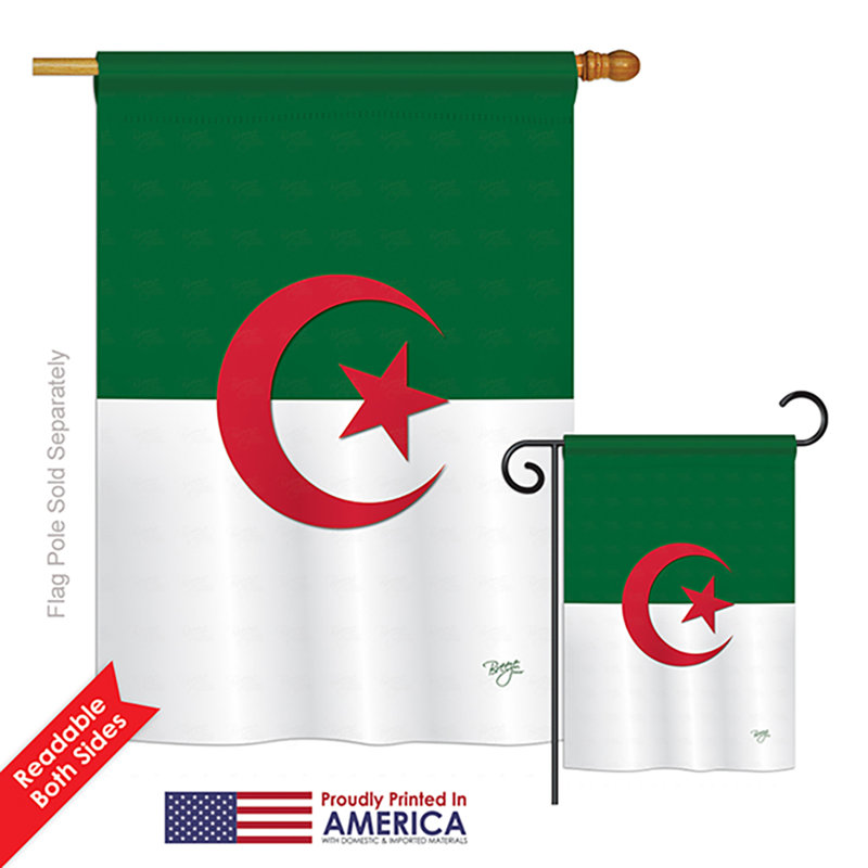 Ensemble de 2 drapeaux en polyester vertical décoratif l’algérie de la nationalite