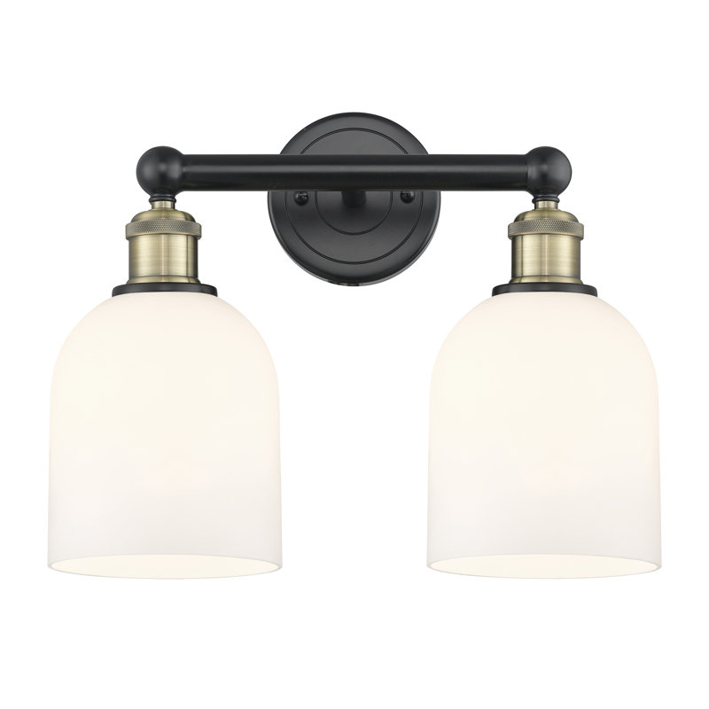 Edison Allysson 2 Light 15" Bath Vanity Light, Black Antique Brass, Glossy White