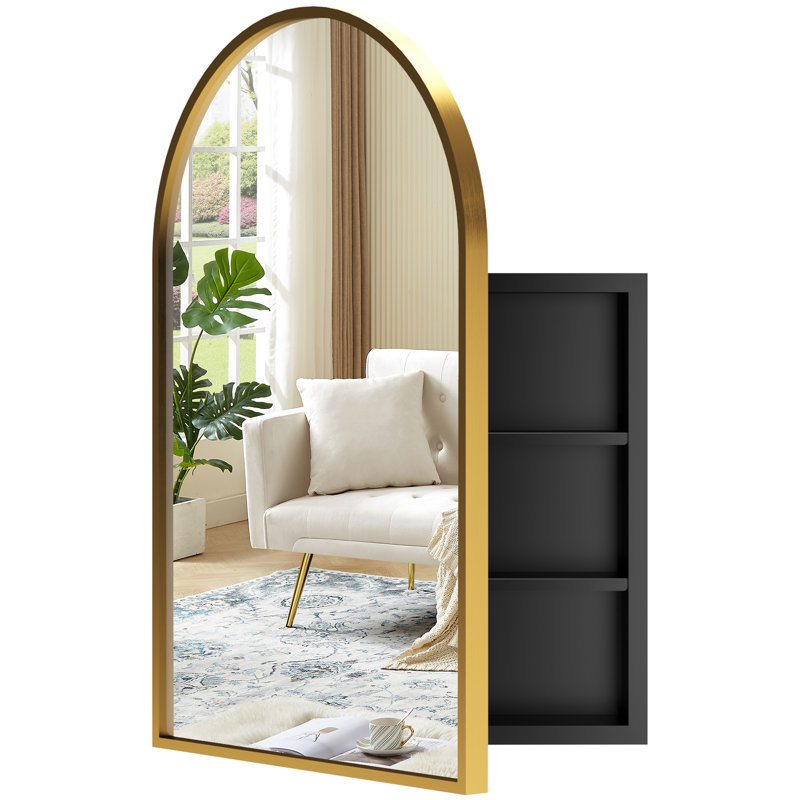 Armoire de salle de bain murale à miroir Arched, 29,9 po x 19,6 po, Doré