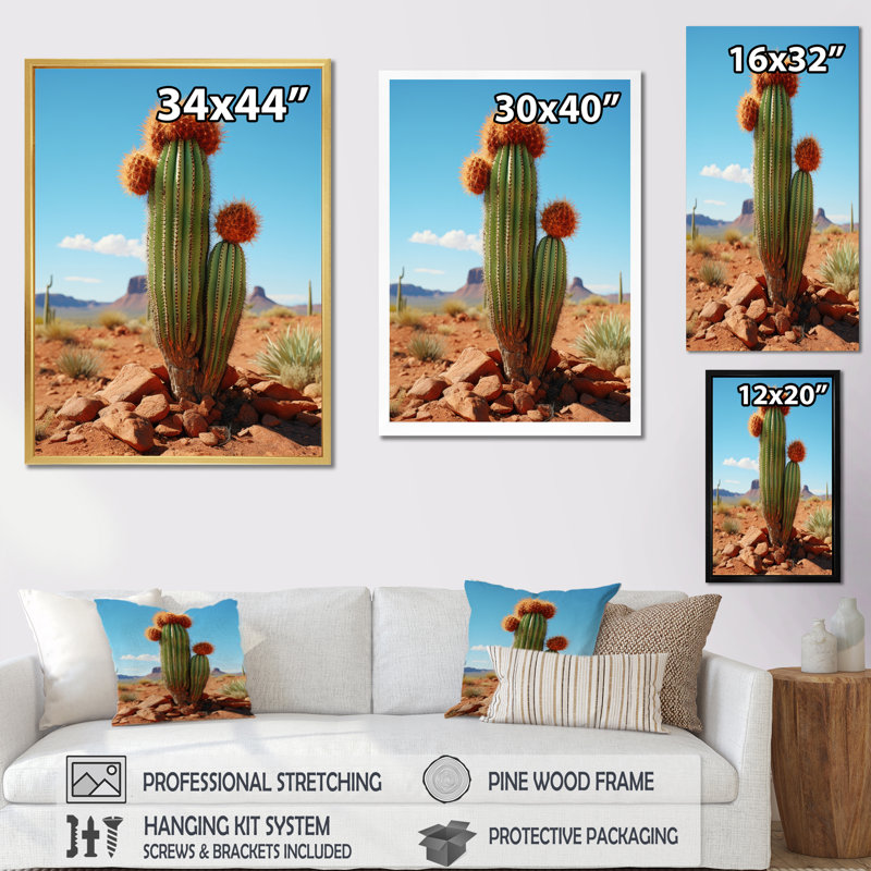 «Kubal Green Coral Cactus Desert Guardian Organ II», reproduction sur toile, H 40 po x l 30 po x P 1,5 po, Encadrement doré