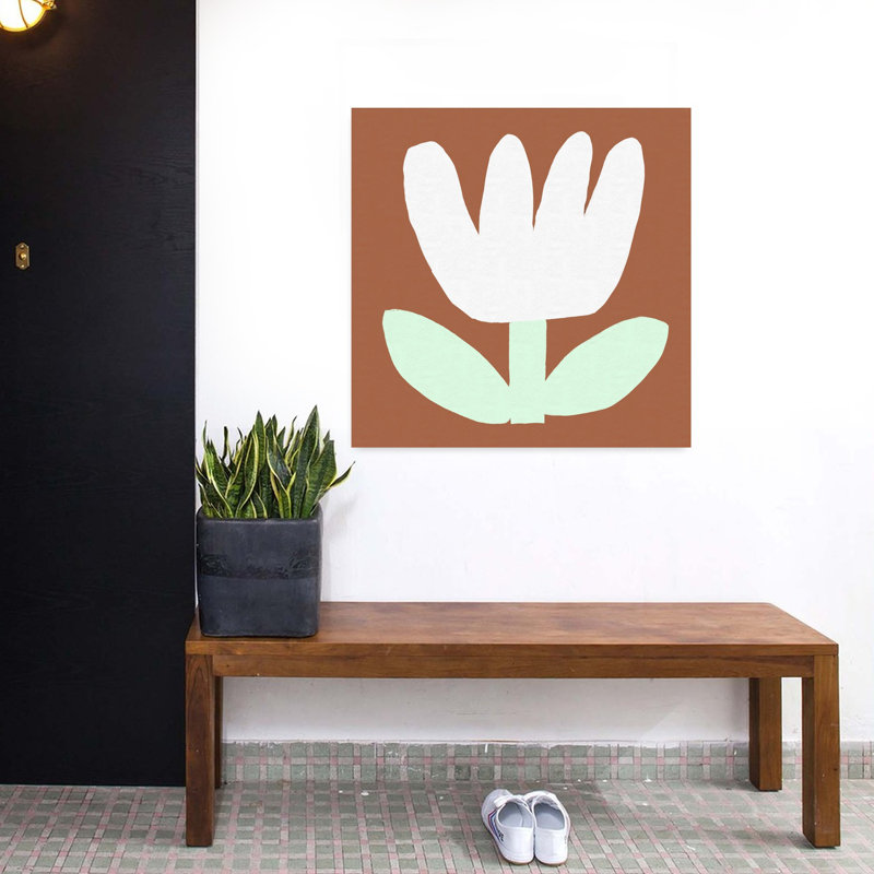 Art contemporain, art floral rétro, H 32 po x l 32 po