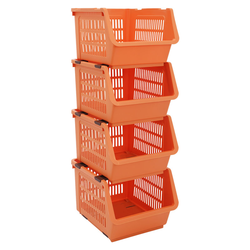 Bacs de rangement empilables rectangulaires 11 "4PCS, Orange