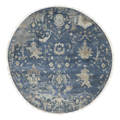 Debarghya Hand Knotted Wool Area Rug in Blue